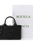 Grained Calfskin Intrecciato Mini Arco Tote Black