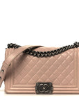 Lambskin Quilted Medium Boy Flap Light Pink