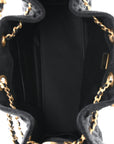 Washed Denim Quilted Mini CHNL 25 Handbag Black