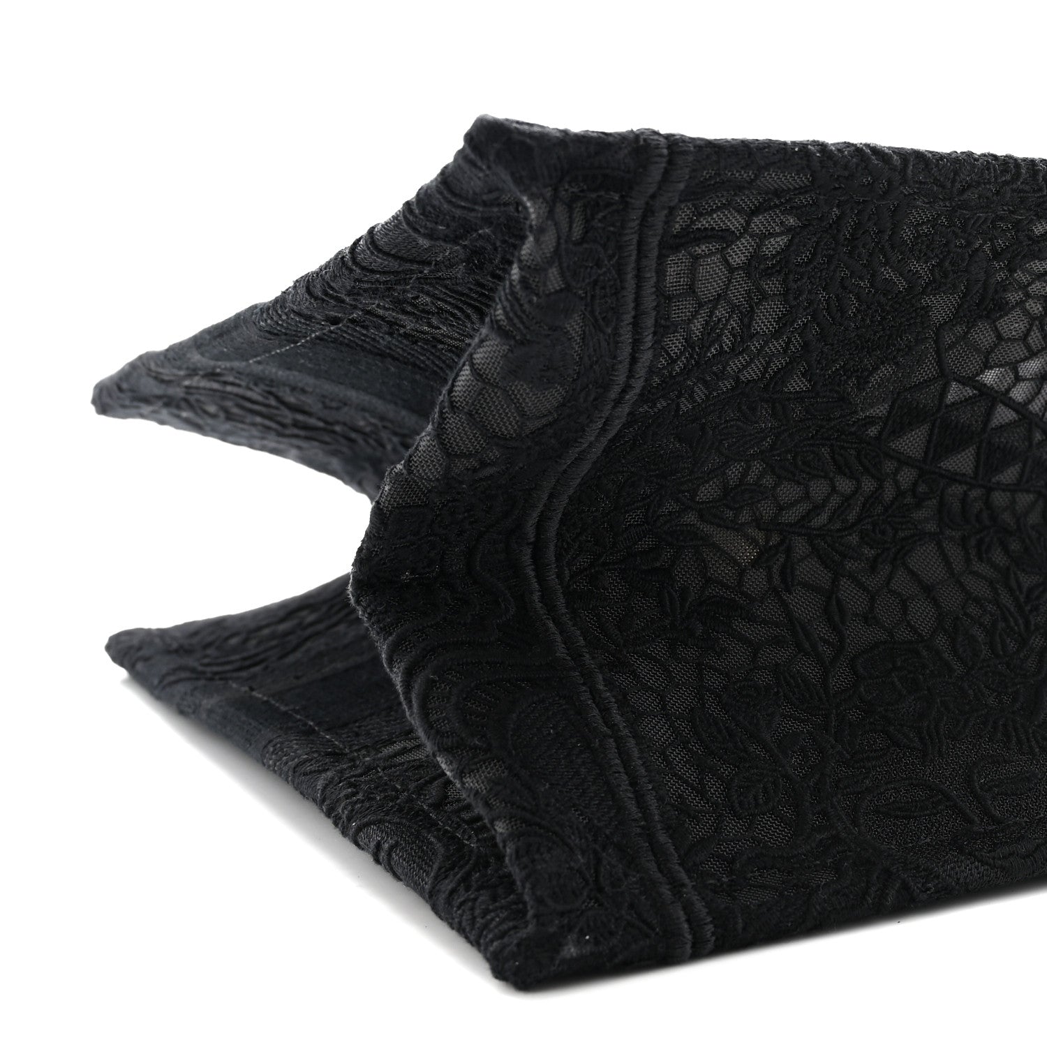 Embroidered 3D Macrame D-Lace Sun Medium Book Tote Black