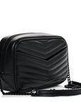 Calfskin Matelasse Monochrome Monogram Mini Lou Camera Bag Black