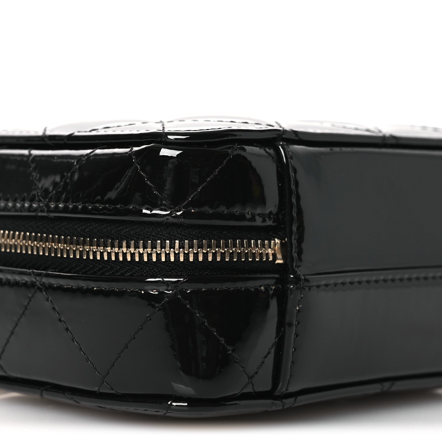 Patent Quilted Top Handle Mini Vanity Case Black