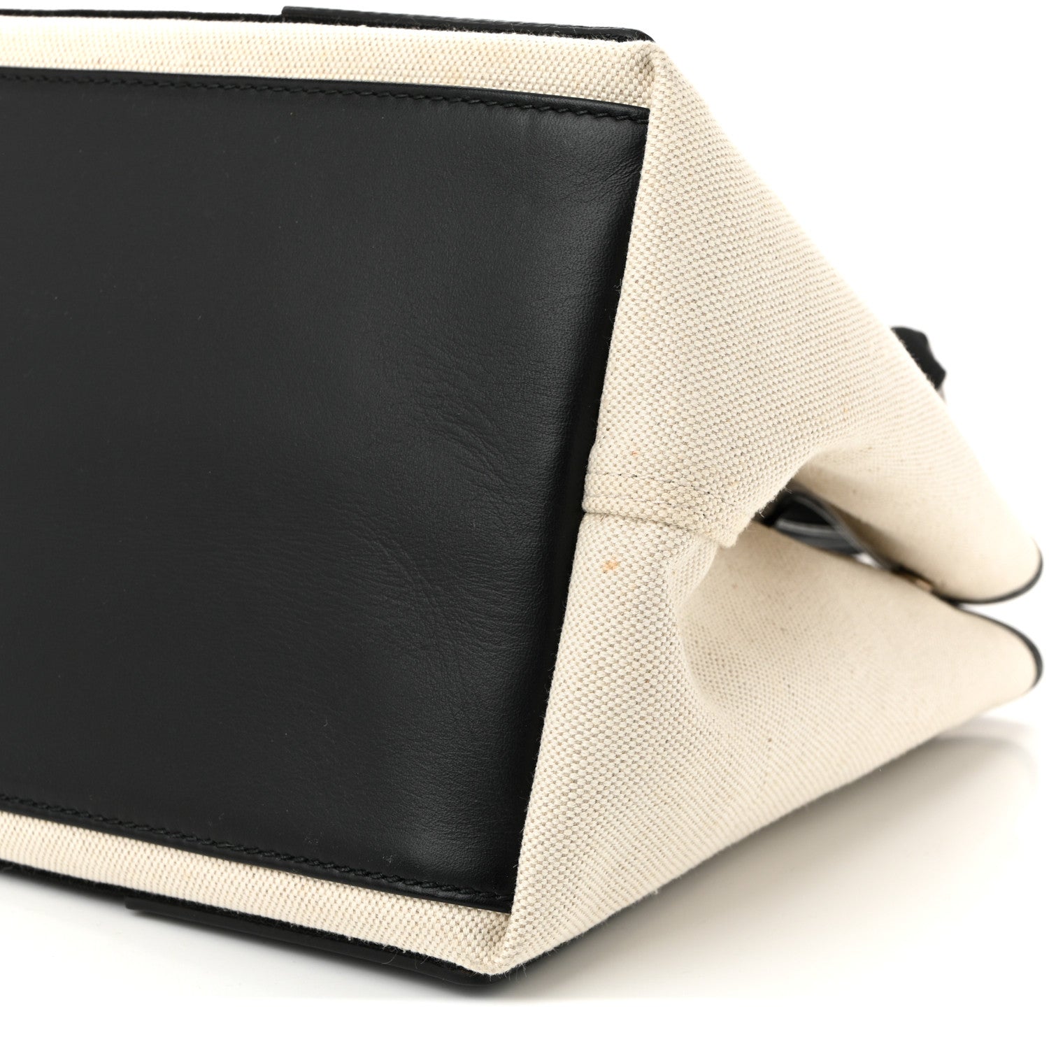 Cotton Canvas Satin Calfskin S Navy Cabas Natural Black