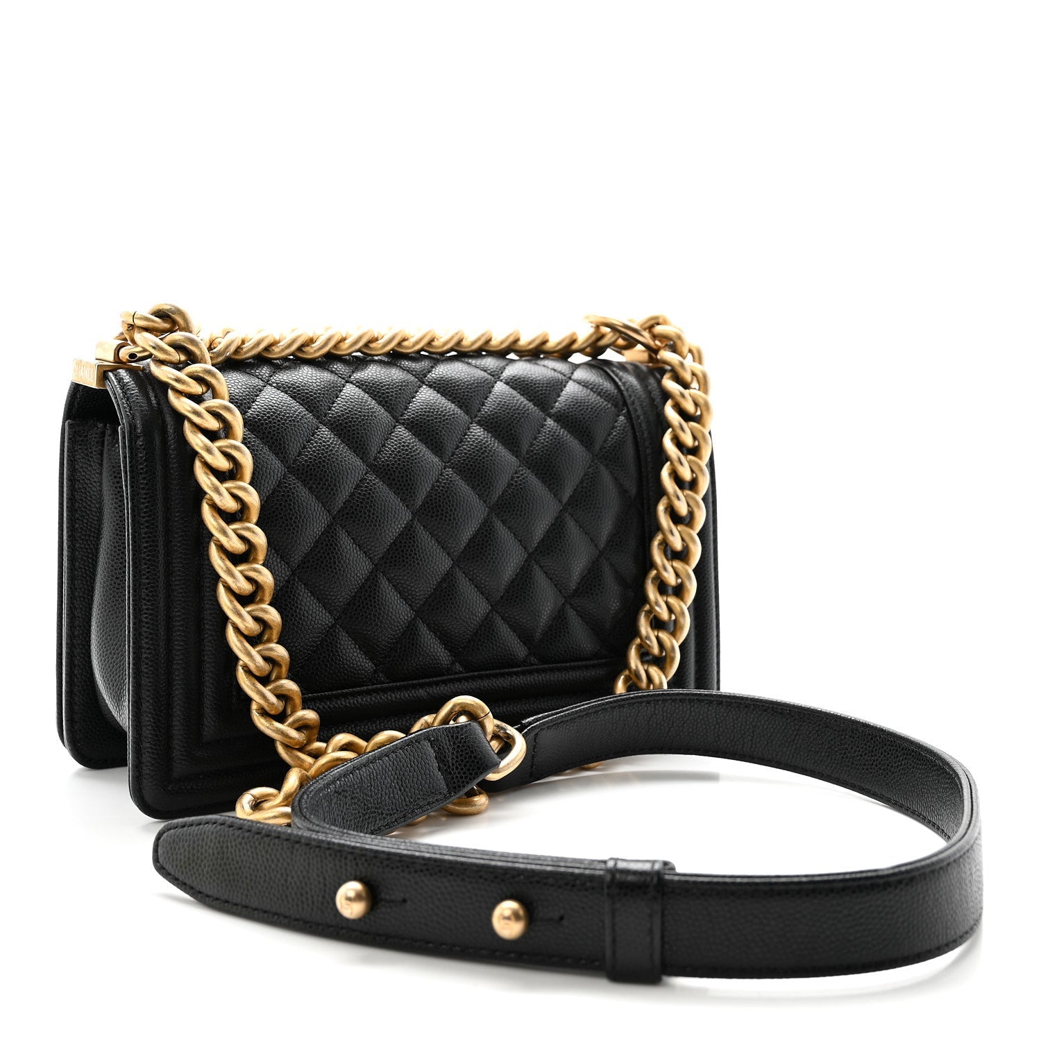 Caviar Quilted Small Boy Flap Black
