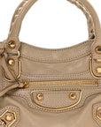 Chevre Gold Metallic Edge Hardware Mini City Beige Latte
