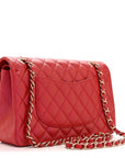 Iridescent Caviar Quilted Medium Double Flap Red