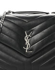 Calfskin Y Quilted Monogram Medium Loulou Chain Satchel Black