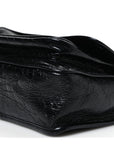 Crinkled Calfskin Matelasse Monogram Baby Niki Chain Satchel Black