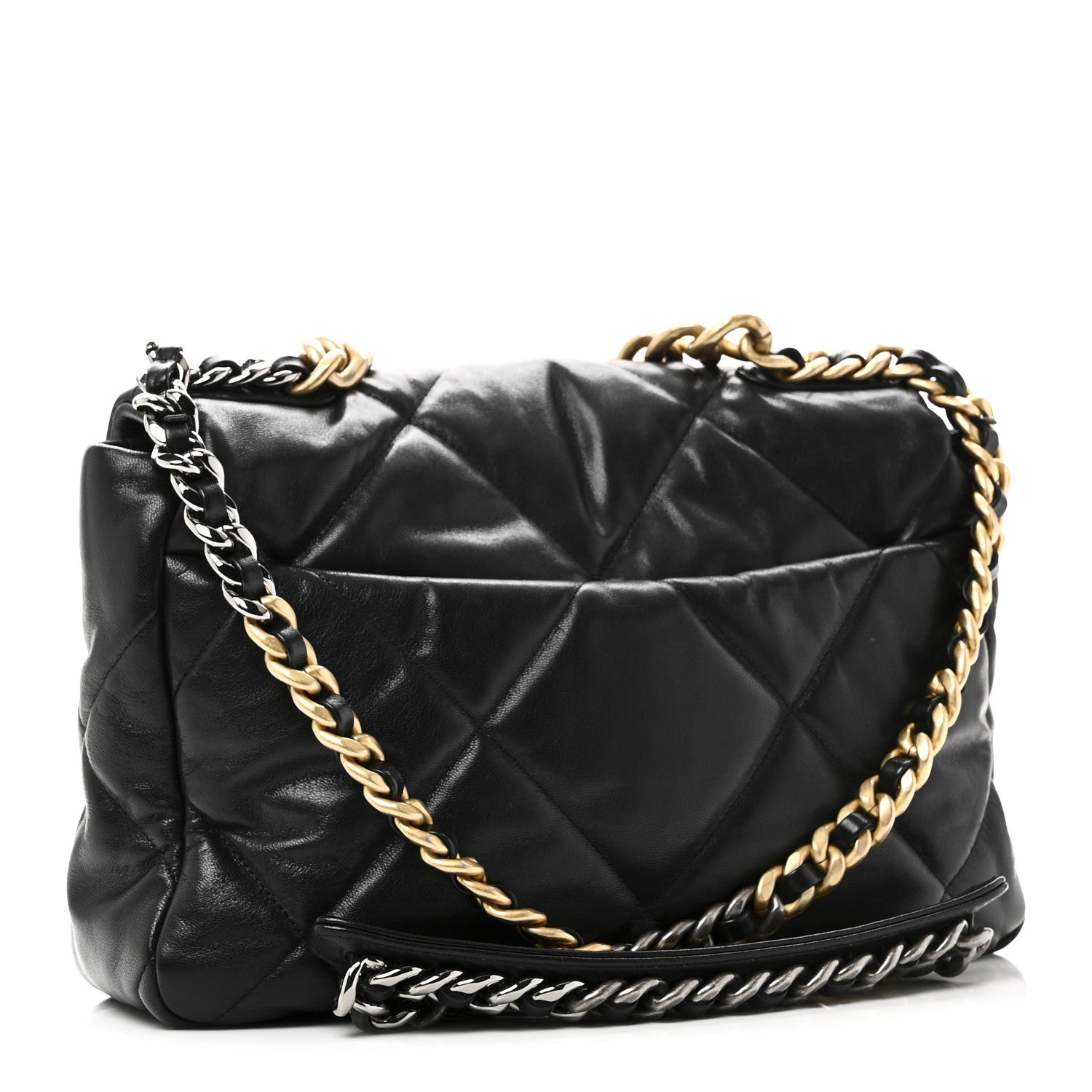 Goatskin Quilted Large CHNL 19 Flap Black