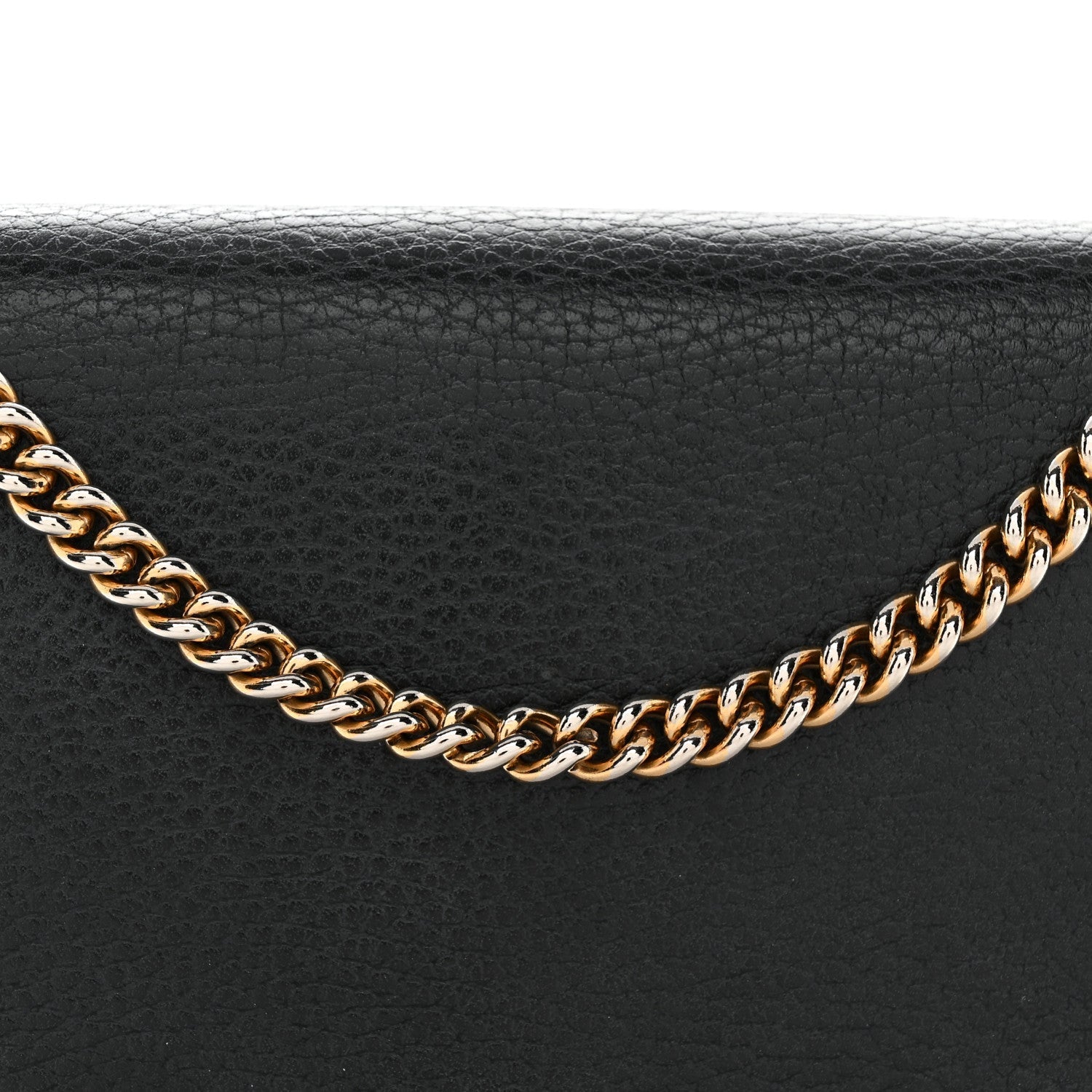 Calfskin Mini GG Marmont Chain Wallet Black