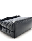 Calfskin Y Quilted Monogram Small Loulou Chain Satchel Black