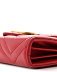 Calfskin Matelasse GG Marmont Chain Wallet Hibiscus Red