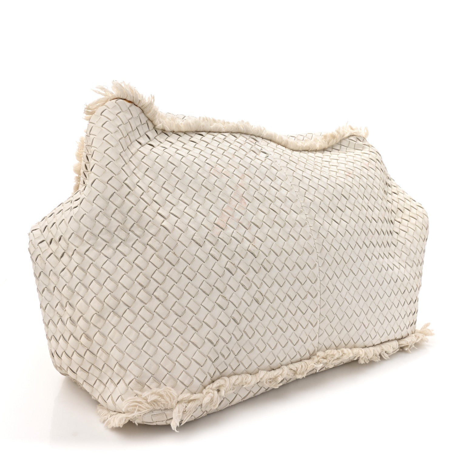 Nappa Intrecciato Canvas Fringe Maltinto Tote White