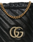 Vintage Effect Calfskin Matelasse Diagonal Mini Torchon GG Marmont 2.0 Bucket Bag Black Romantic Cherry