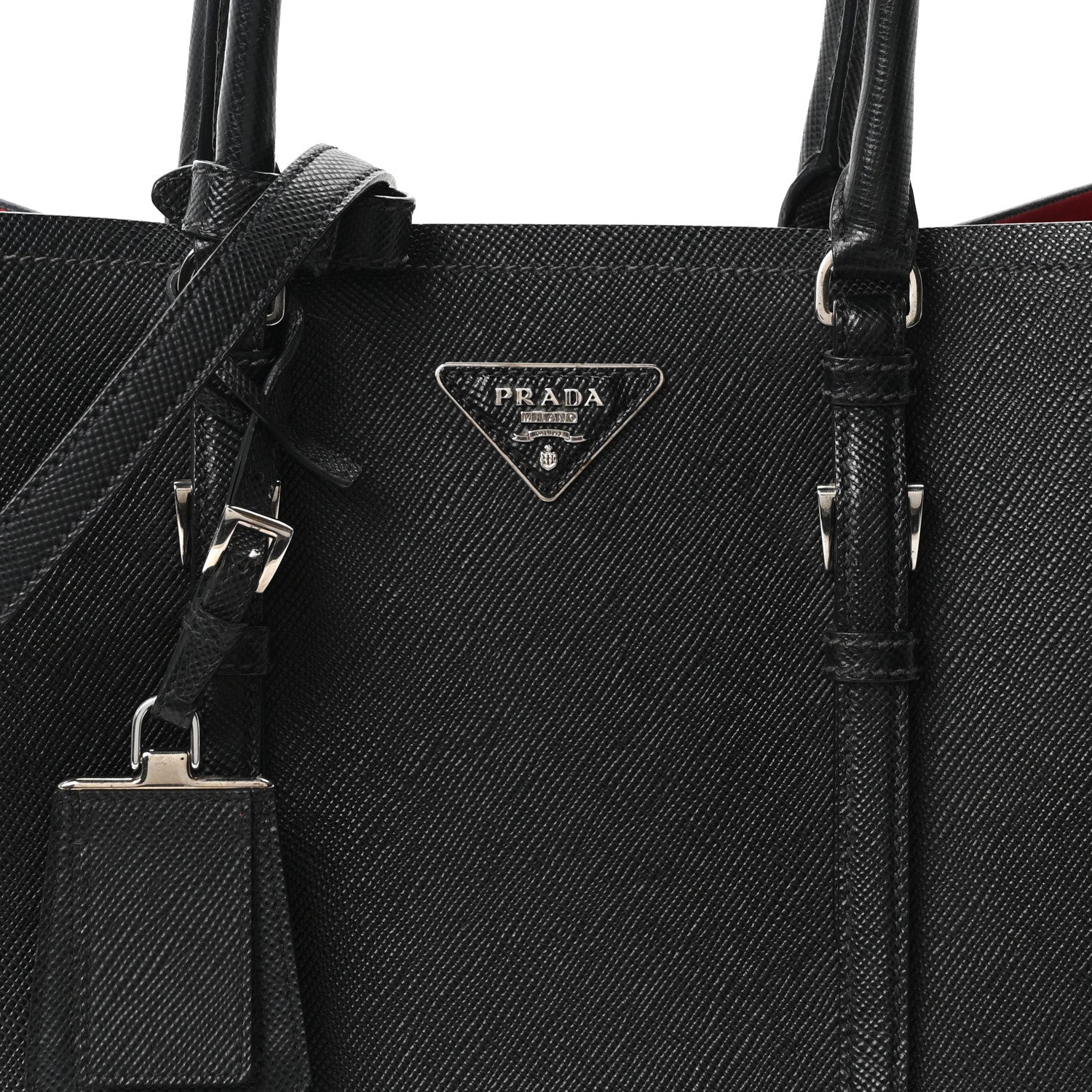Saffiano Cuir Large Double Bag Black Fuoco