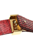 Lizard Medium Classic Box Flap Bag Ruby