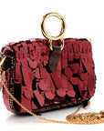 Sequin Paillettes Shiny Nappa Sex and the City Nano Maxi Buckle Baguette Charm Granata