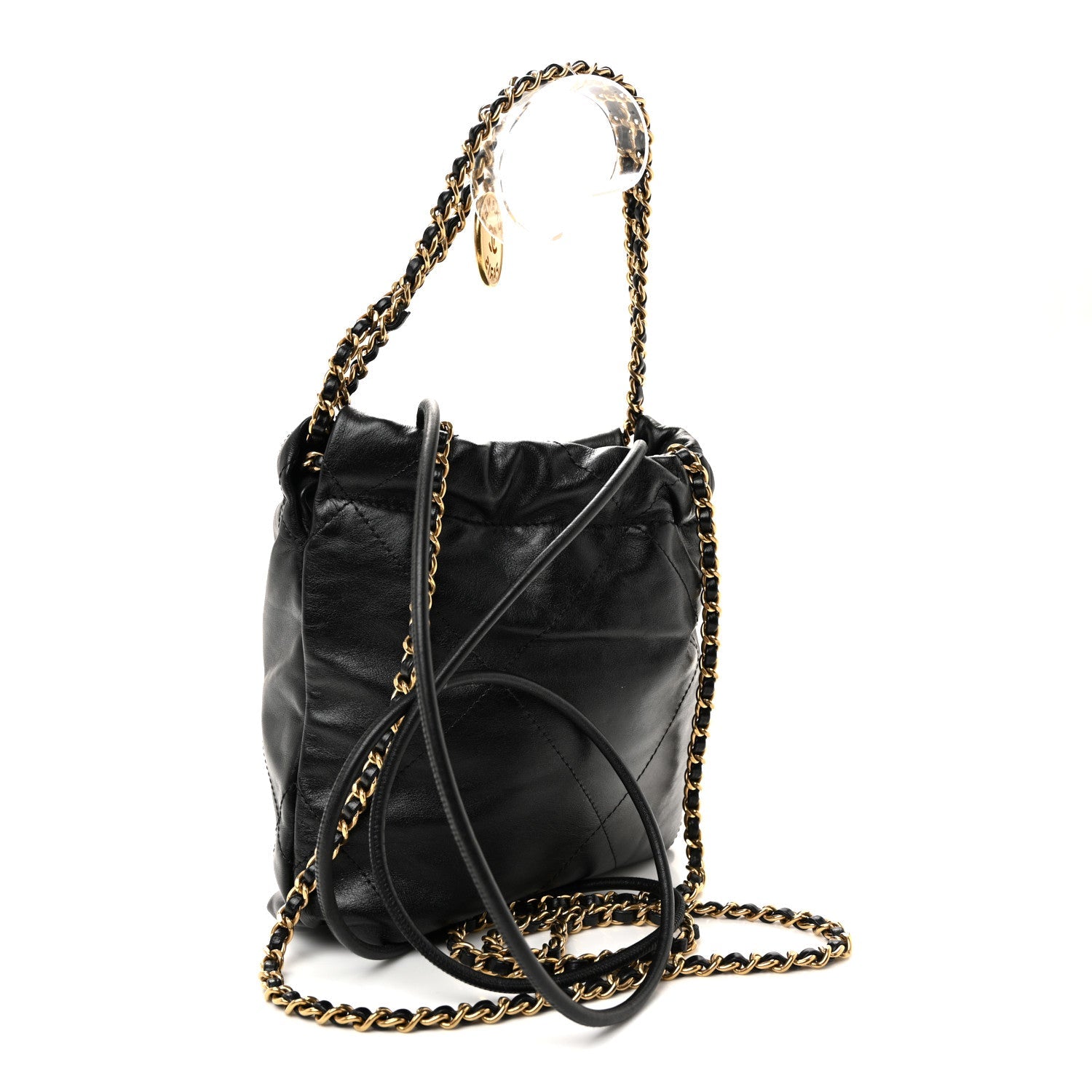 Shiny Calfskin Quilted Mini CHNL 22 Black