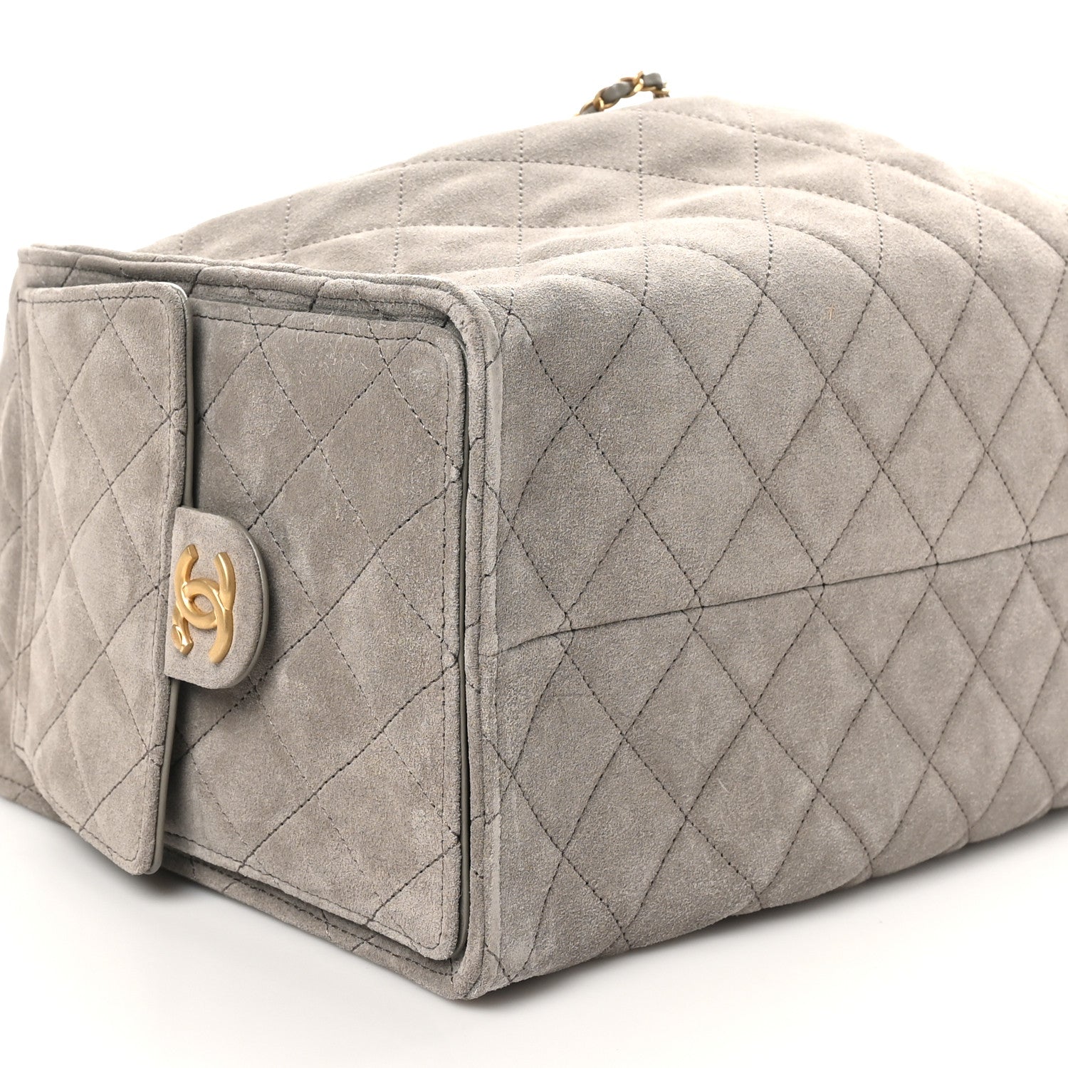 Suede Quilted Medium CHNL 25 Handbag Dark Grey