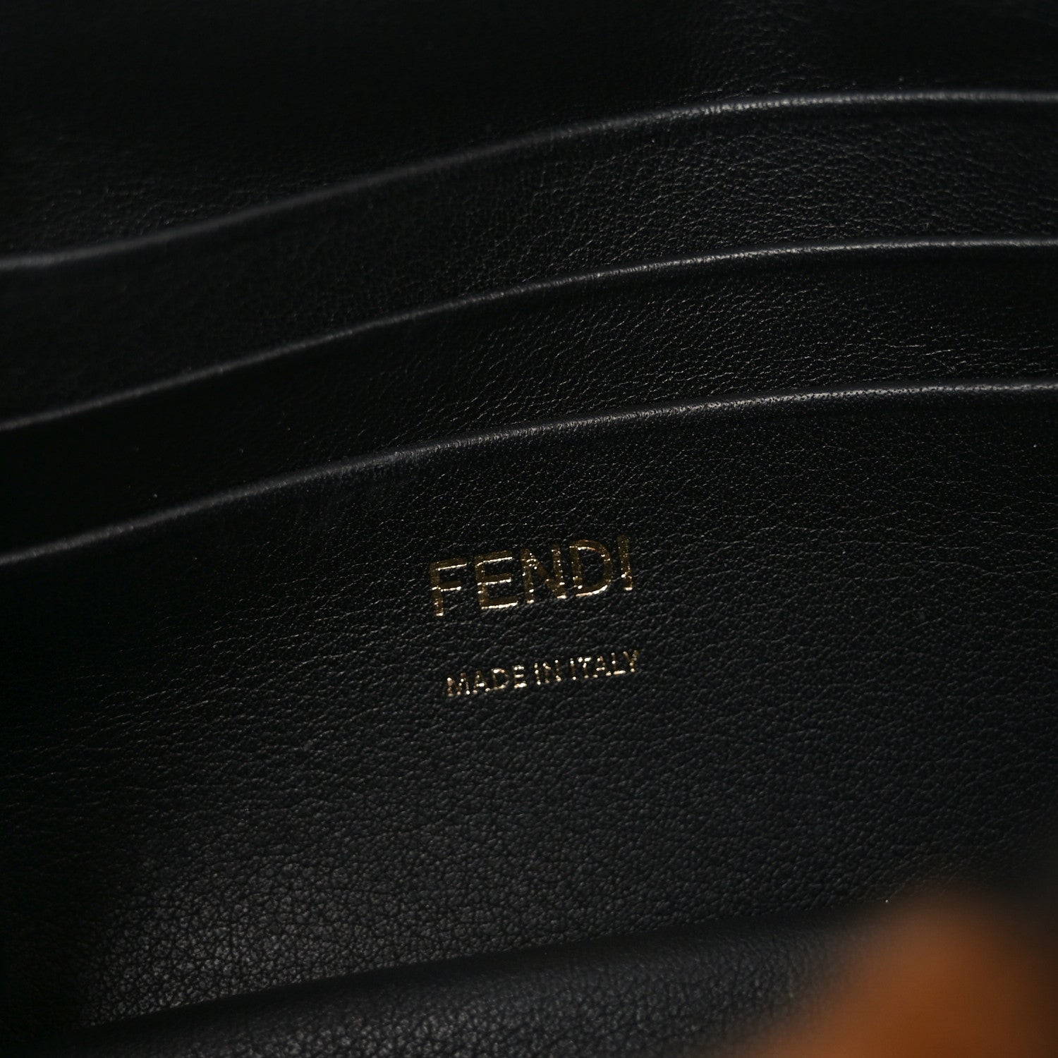 Shearling Vitello Dolce Macro FF 1974 Mini Baguette Tobacco Black
