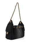 Washed Denim Quilted Mini CHNL 25 Handbag Black