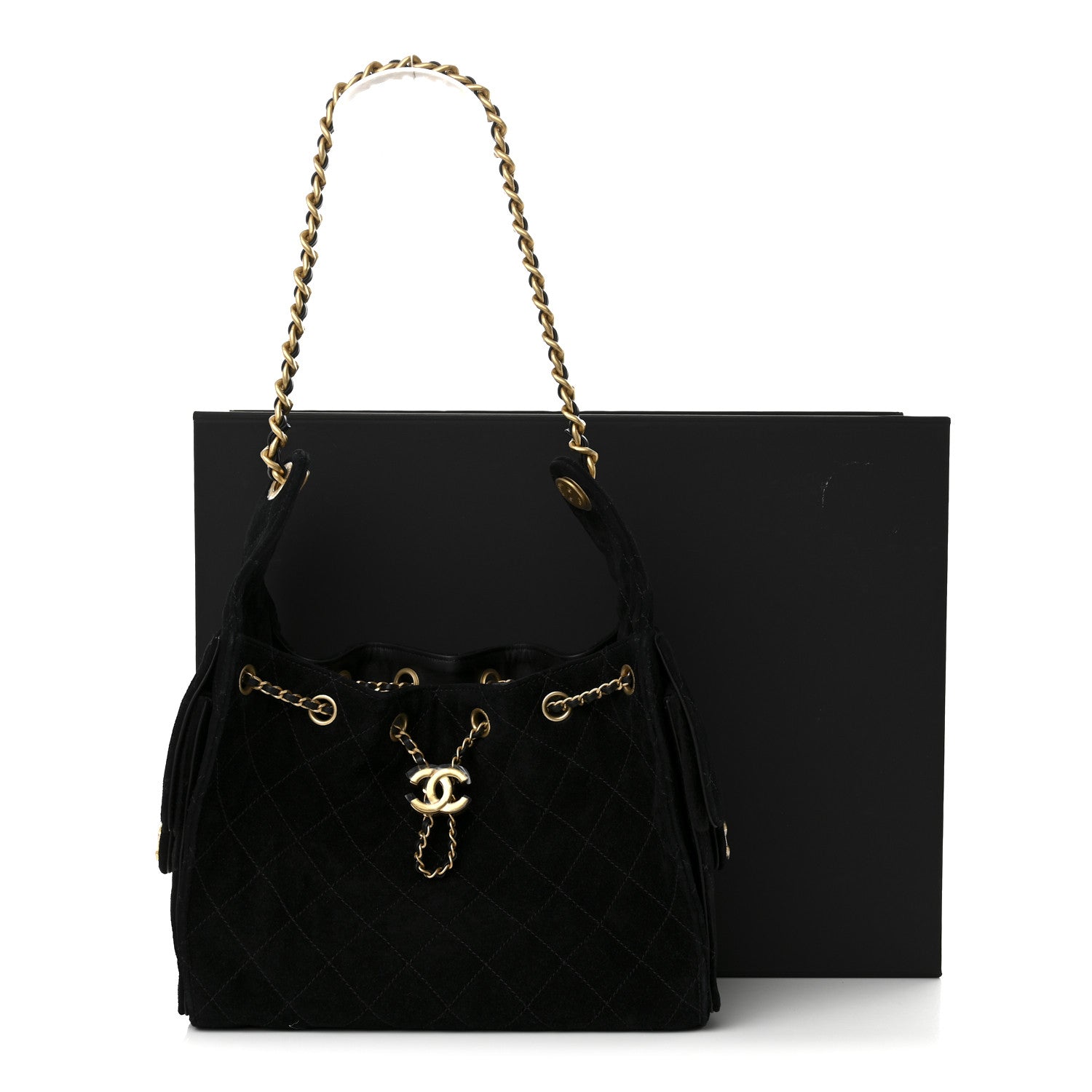 Suede Quilted Small CHNL 25 Handbag Black