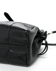 Antiqued Calfskin Triangle Medium Bonnie Shoulder Bag Black