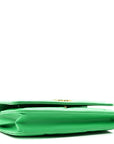 Shiny Goatskin Quilted CHNL 19 Wallet On Chain WOC Green
