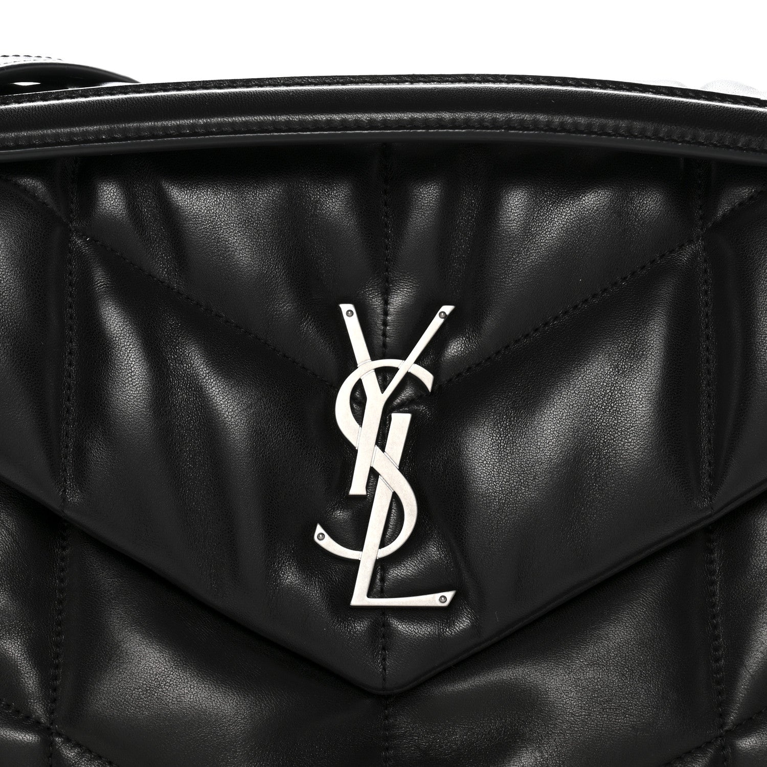 Lambskin Quilted Medium Loulou Puffer Monogram Chain Satchel Black