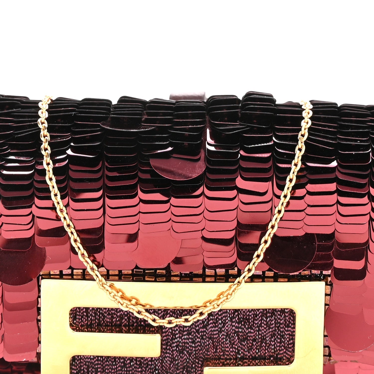 Sequin Paillettes Shiny Nappa Sex and the City Nano Maxi Buckle Baguette Charm Granata