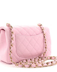 Lambskin Quilted Mini Rectangular Flap Pink