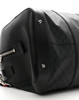 Soft GG Supreme Monogram Appia Calfskin Web Large Carry On Duffle Bag Black Grey