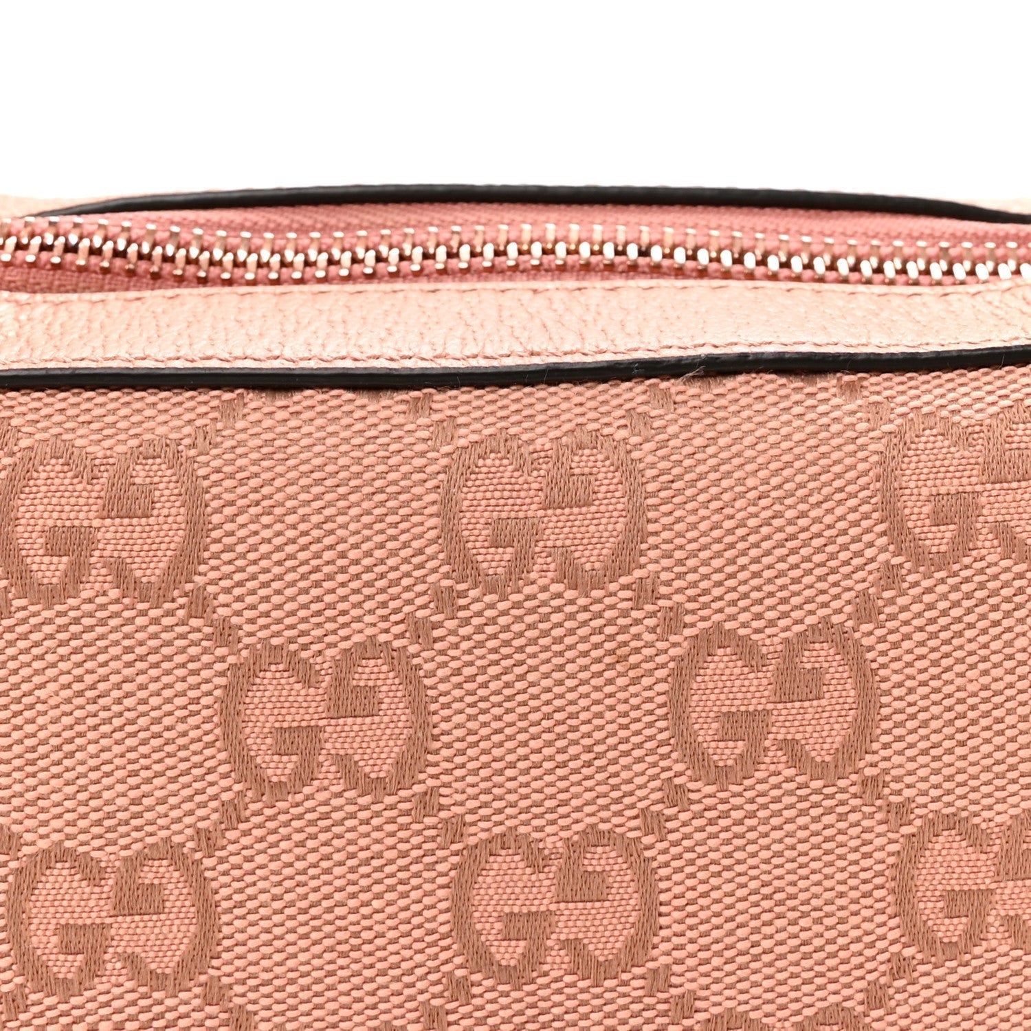 GG Supreme Monogram Textured Calfskin Web Mini Ophidia Half Moon Hobo Rose Pink