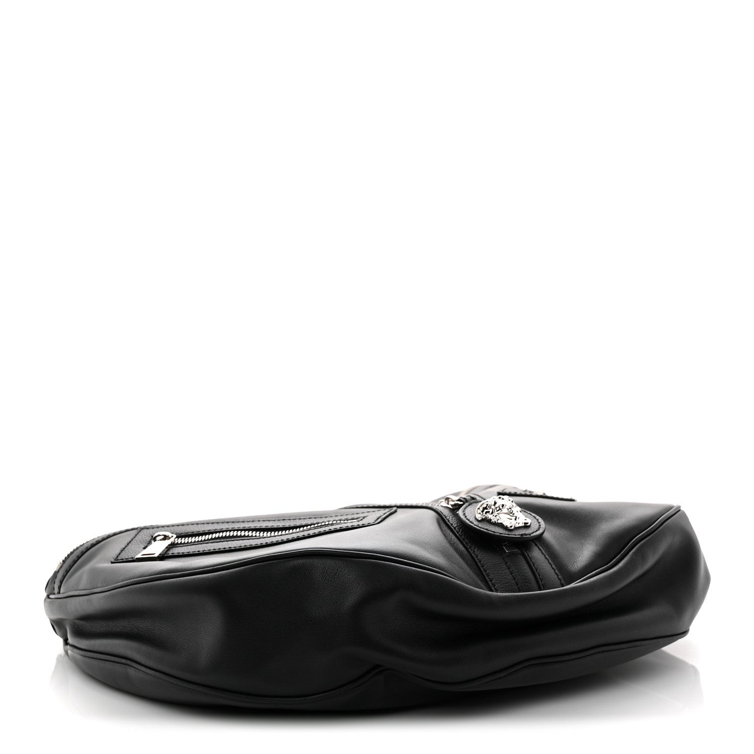 Calfskin Small Repeat Zip Hobo Black