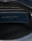 Chevre Silver Metallic Edge Hardware Mini City Bleu de Minuit
