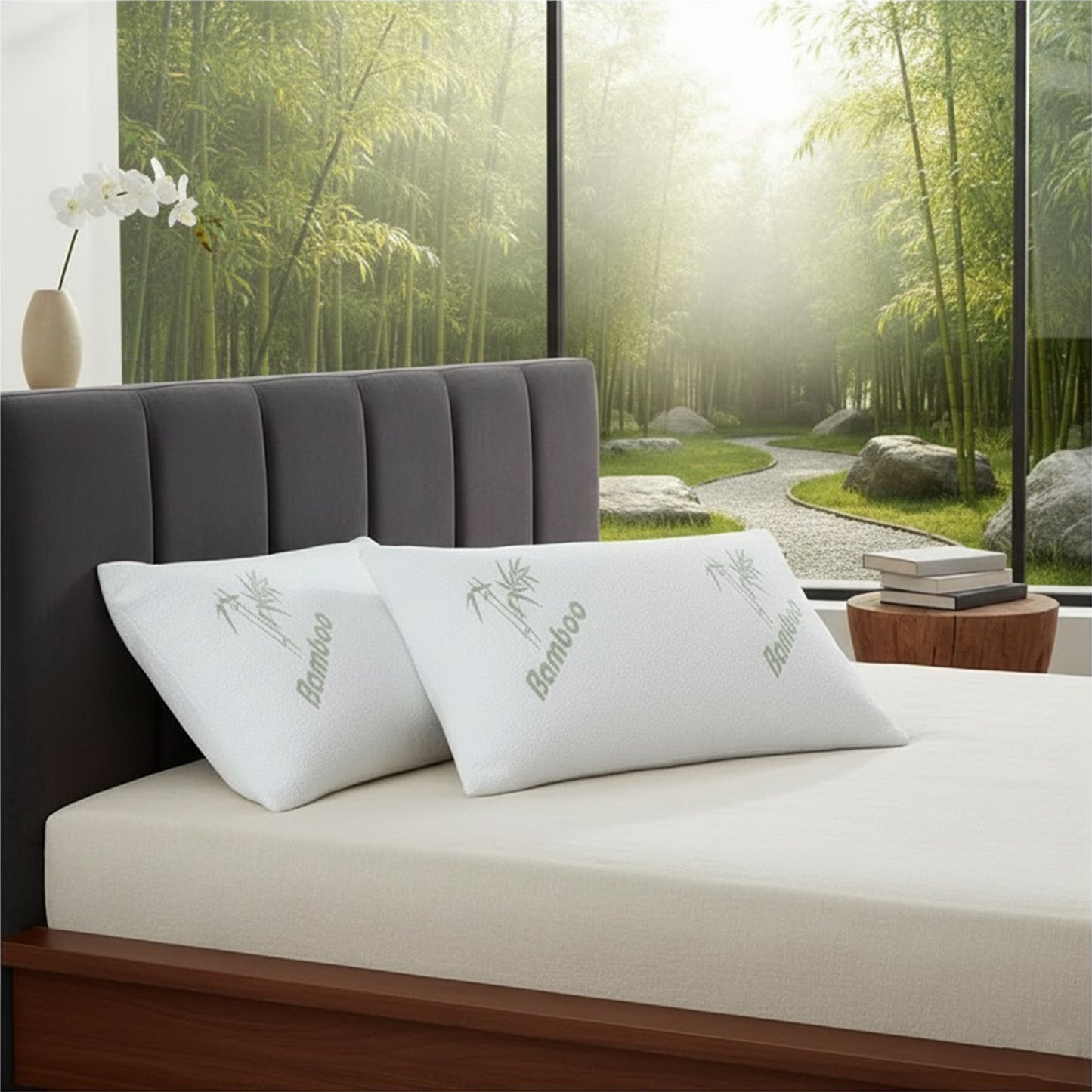 Vaccaro Bamboo Memory Foam Pillow with Bamboo Fabric Cover - Pack of 1