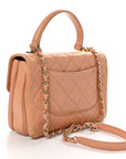 Lambskin Quilted Small Trendy CC Dual Handle Flap Bag Camel
