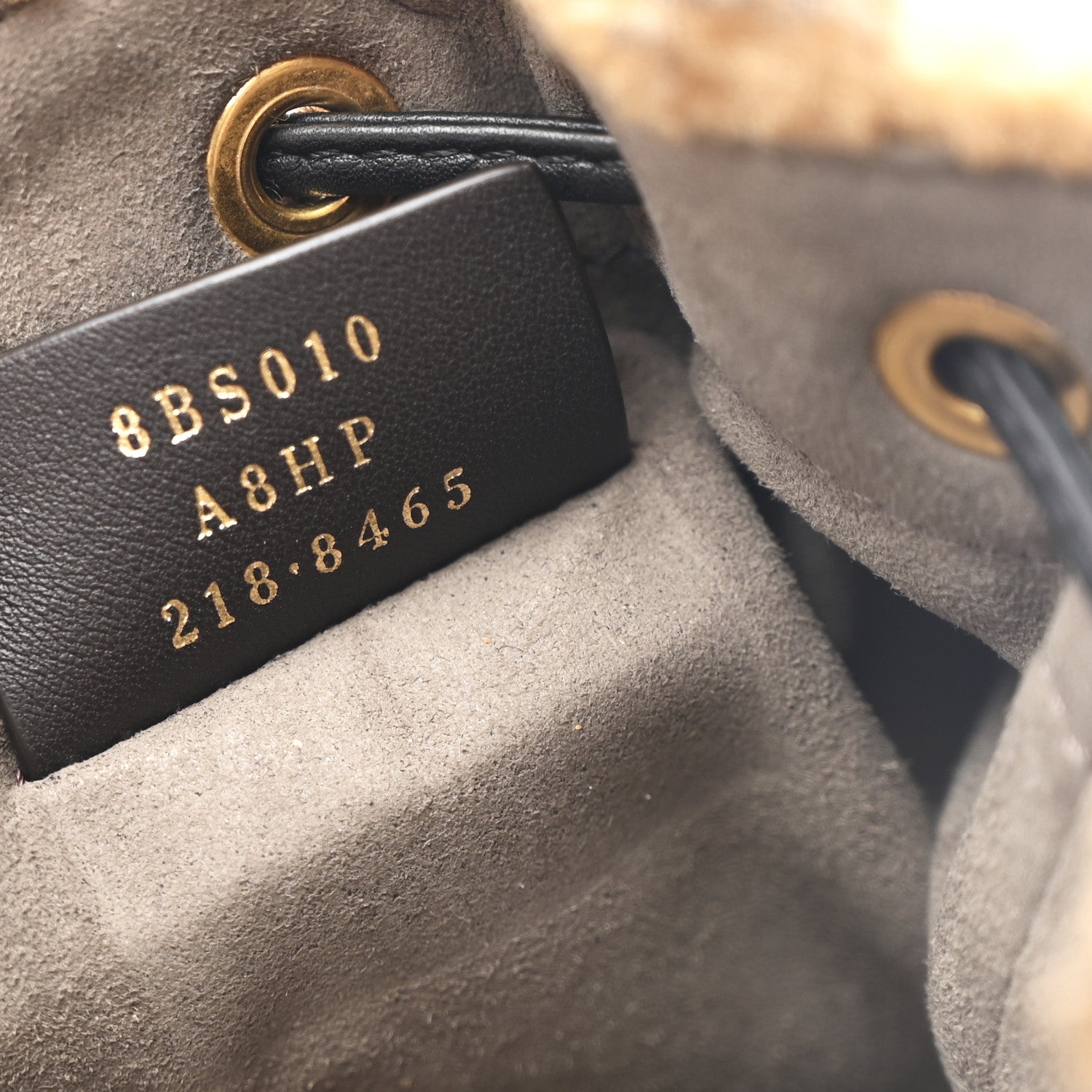 Shearling Vitello Dolce F is FNDI Macro FF 1974 Mini Mon Tresor Bucket Bag Tobacco Black