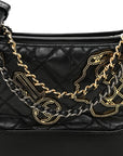 Aged Calfskin Quilted Charms Small Gabrielle Hobo Black