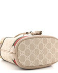 GG Supreme Monogram Textured Calfskin Web Mini Ophidia Bucket Bag Beige Ebony Mystic White Oatmeal