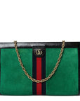 Suede Patent Web Medium Ophidia Chain Shoulder Bag New Shamarock Black