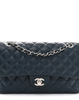 Caviar Quilted Medium Double Flap Navy