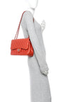 Lambskin Quilted Jumbo Double Flap Red