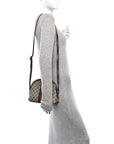 GG Supreme Monogram Textured Dollar Calfskin Web Small Ophidia Dome Shoulder Bag Beige Ebony New Acero