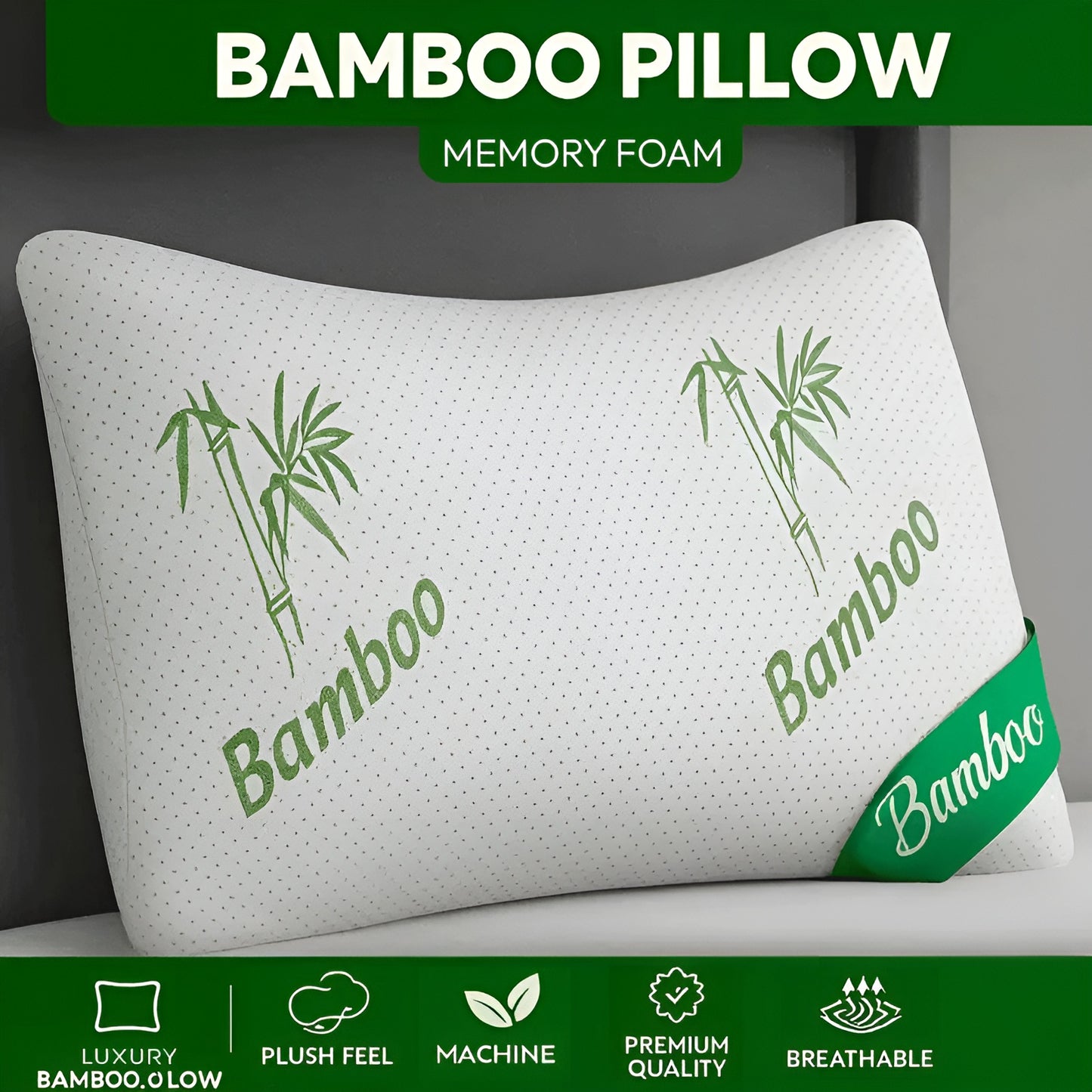Vaccaro Bamboo Memory Foam Pillow with Bamboo Fabric Cover - Pack of 1
