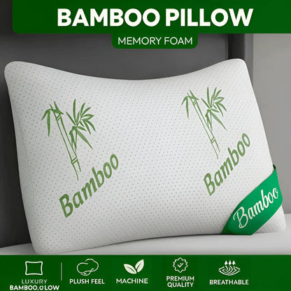 Vaccaro Bamboo Memory Foam Pillow with Bamboo Fabric Cover - Pack of 1