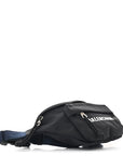 Sport Nylon Logo Embroidered Wheel Belt Bag Black White