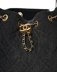 Washed Denim Quilted Small CHNL 25 Handbag Black