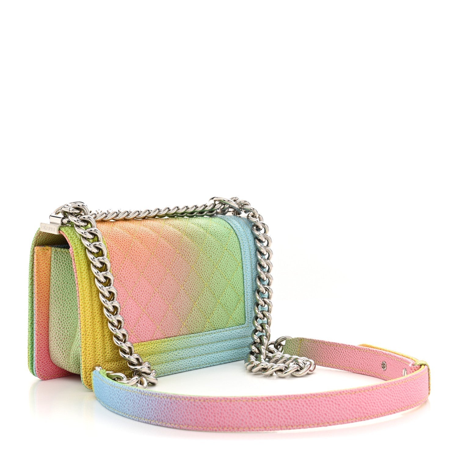 Caviar Quilted Small Cuba Rainbow Boy Flap  Multicolor