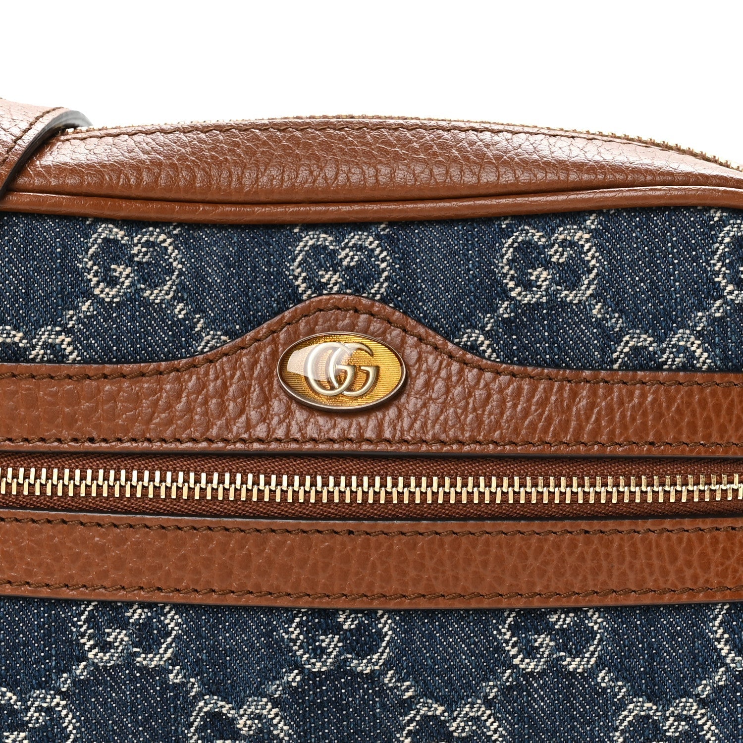 New Denim GG Monogram Dollar Calfskin Mini Ophidia Shoulder Bag Blue Tea Cuir Epilog